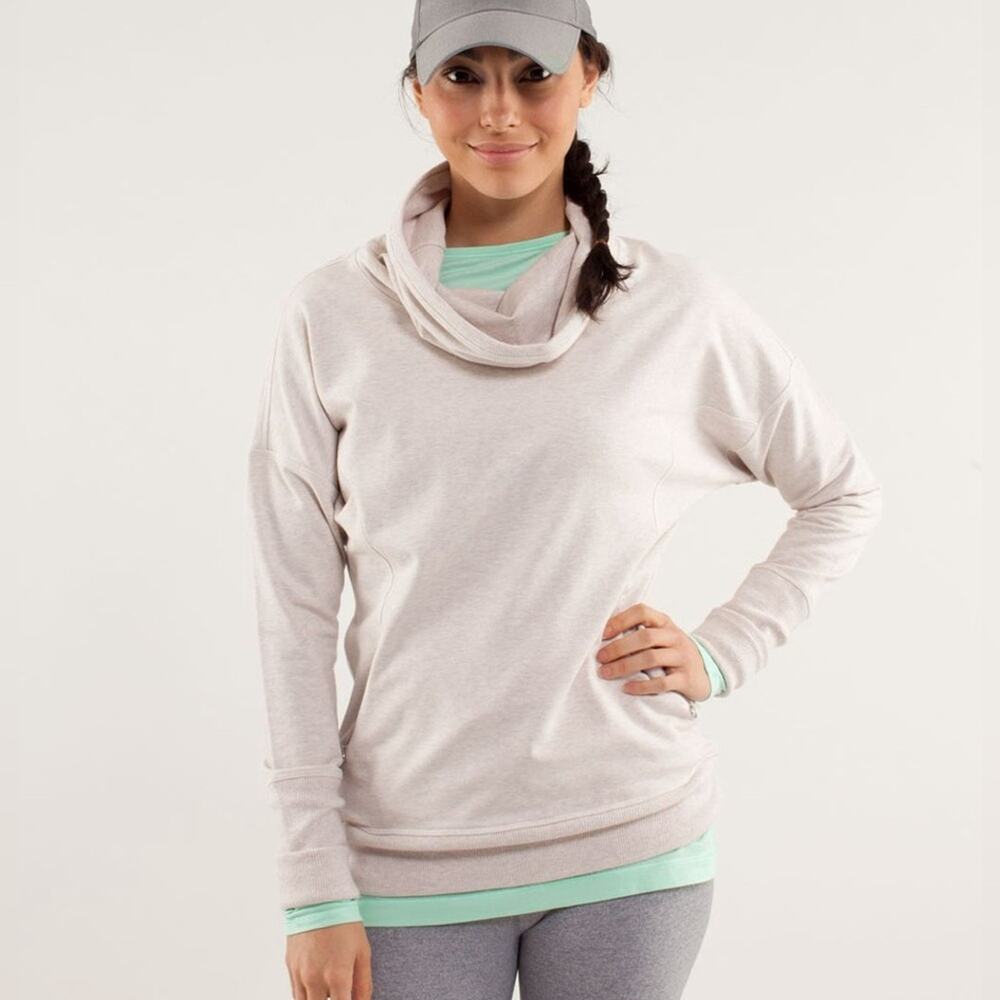 Lululemon Rest Day Pullover in Dune Cream Sweater Long Sleeve Cowl Neck Pockets